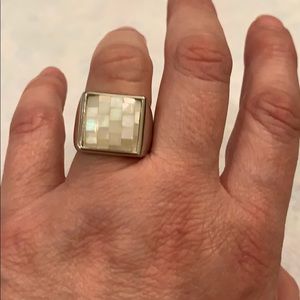 Lia Sophia silver and faceted white ring size 8